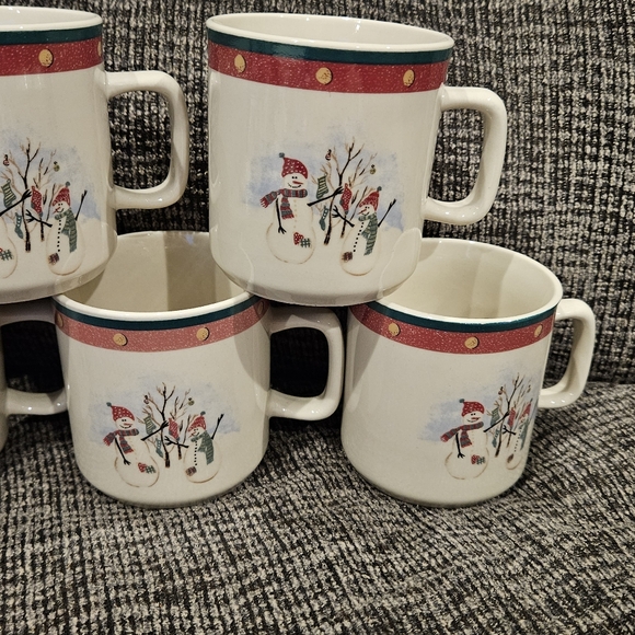 ROYAL SEASONS Stoneware Snowmen Holiday Christmas Coffee Mugs Set of 5 - Picture 6 of 6